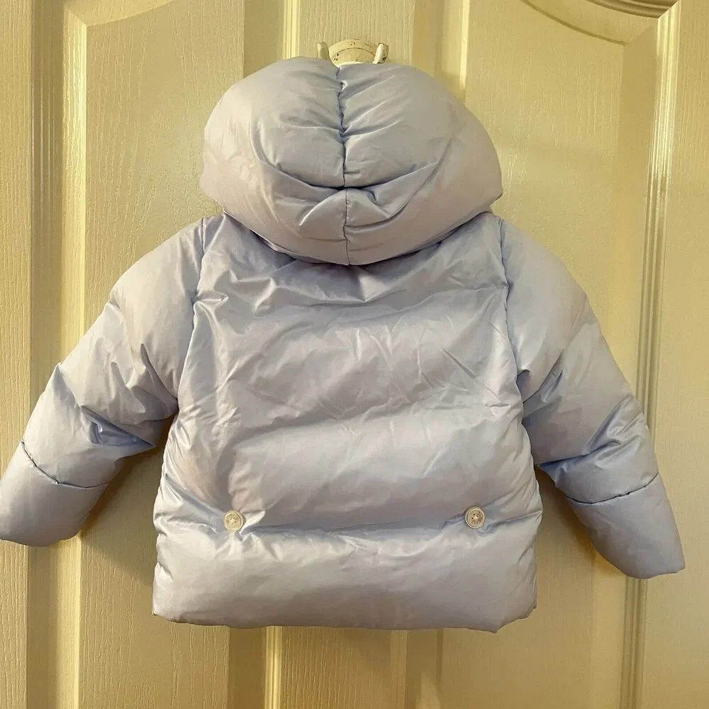 Ralph Lauren Pale Blue Hooded Down Puffer Jacket Baby Boys Size 9 Months
